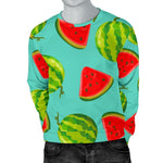 Blue Summer Watermelon Pattern Print Men's Crewneck Sweatshirt GearFrost