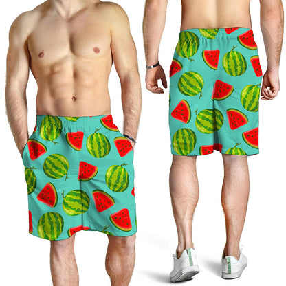 Blue Summer Watermelon Pattern Print Men's Shorts