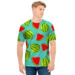 Blue Summer Watermelon Pattern Print Men's T-Shirt