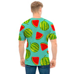 Blue Summer Watermelon Pattern Print Men's T-Shirt