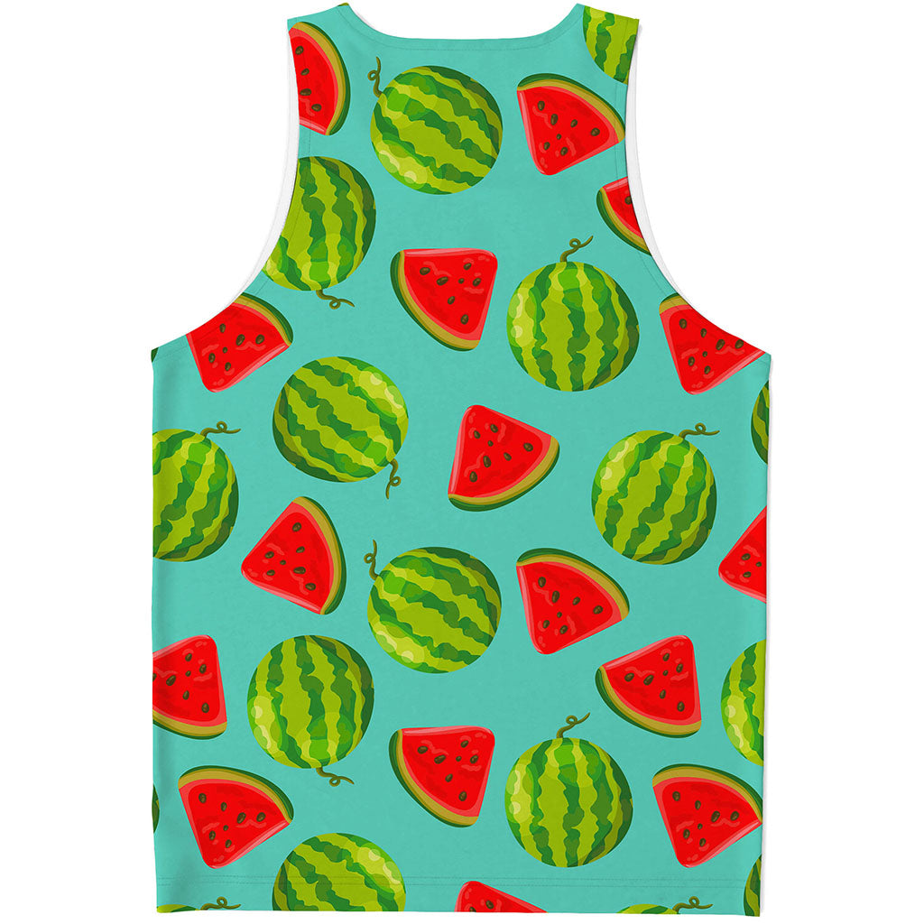 Blue Summer Watermelon Pattern Print Men's Tank Top
