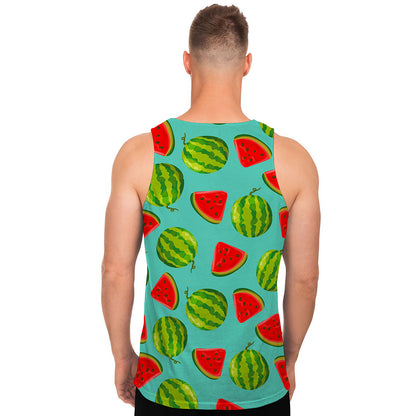 Blue Summer Watermelon Pattern Print Men's Tank Top