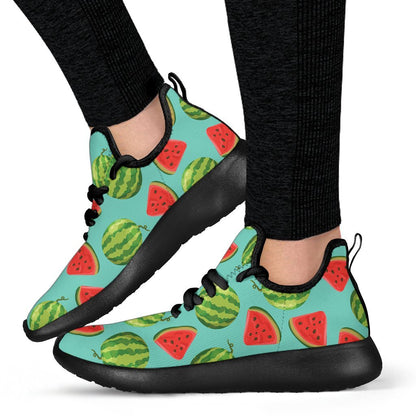Blue Summer Watermelon Pattern Print Mesh Knit Shoes GearFrost