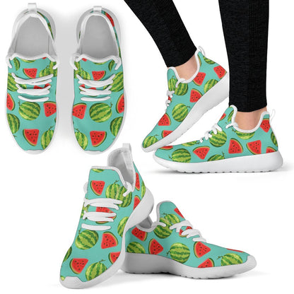 Blue Summer Watermelon Pattern Print Mesh Knit Shoes GearFrost