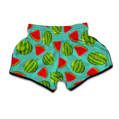 Blue Summer Watermelon Pattern Print Muay Thai Boxing Shorts