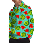Blue Summer Watermelon Pattern Print Pullover Hoodie