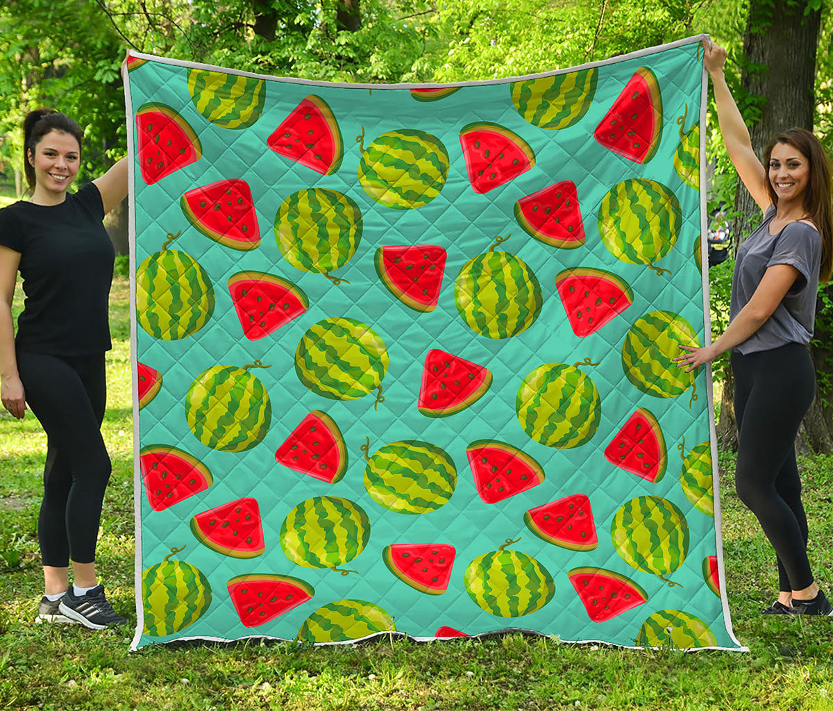 Blue Summer Watermelon Pattern Print Quilt