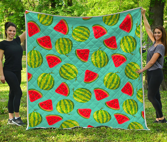 Blue Summer Watermelon Pattern Print Quilt