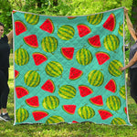 Blue Summer Watermelon Pattern Print Quilt