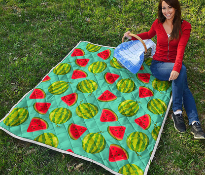 Blue Summer Watermelon Pattern Print Quilt