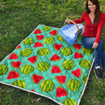 Blue Summer Watermelon Pattern Print Quilt