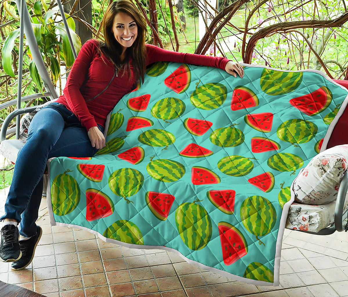 Blue Summer Watermelon Pattern Print Quilt