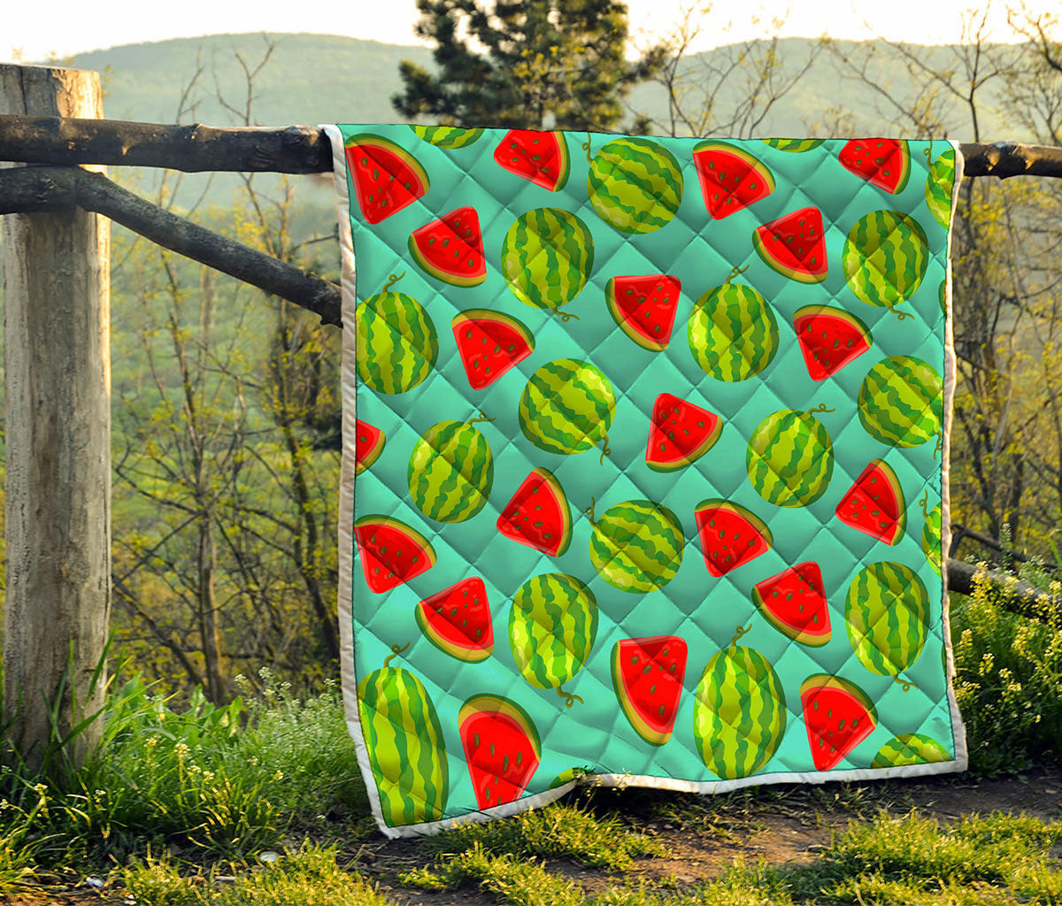 Blue Summer Watermelon Pattern Print Quilt