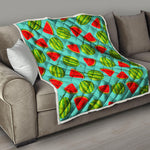 Blue Summer Watermelon Pattern Print Quilt