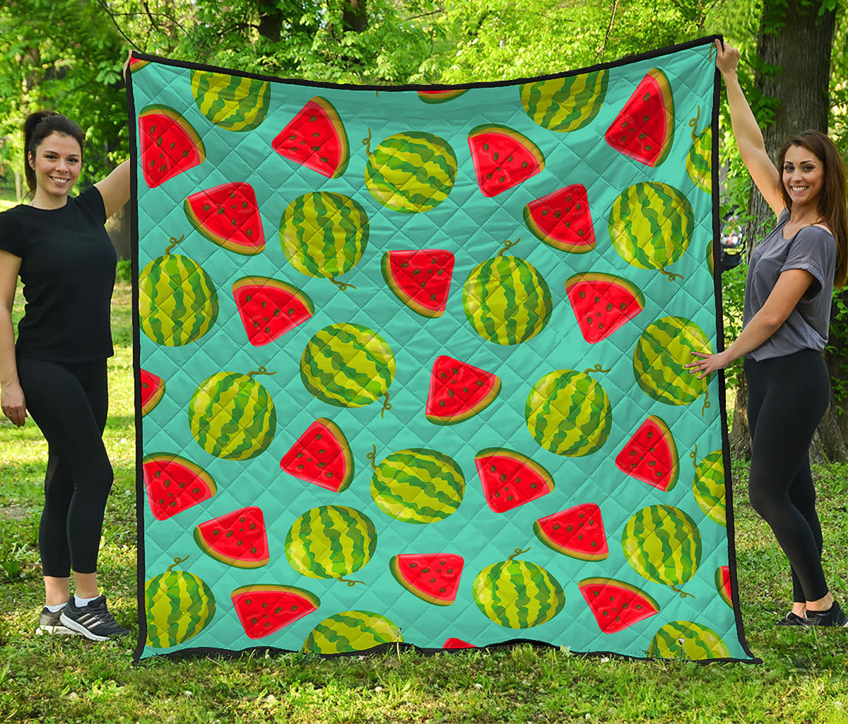 Blue Summer Watermelon Pattern Print Quilt