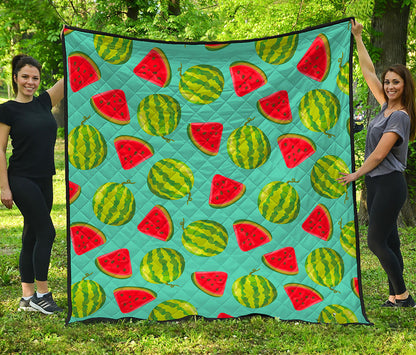 Blue Summer Watermelon Pattern Print Quilt