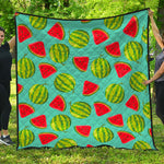 Blue Summer Watermelon Pattern Print Quilt