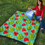 Blue Summer Watermelon Pattern Print Quilt
