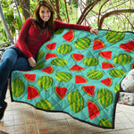 Blue Summer Watermelon Pattern Print Quilt