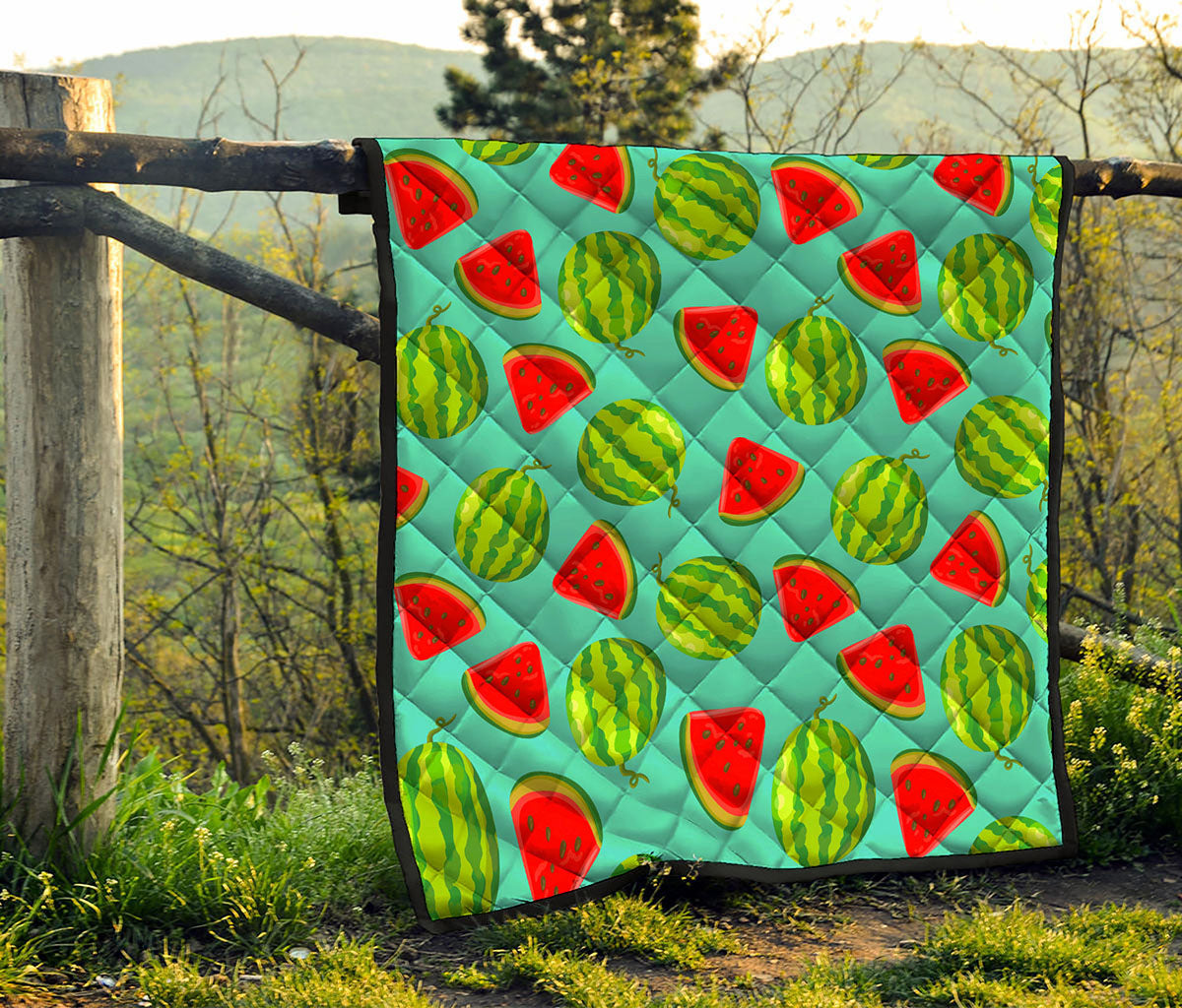 Blue Summer Watermelon Pattern Print Quilt