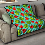 Blue Summer Watermelon Pattern Print Quilt