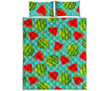 Blue Summer Watermelon Pattern Print Quilt Bed Set