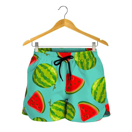 Blue Summer Watermelon Pattern Print Women's Shorts