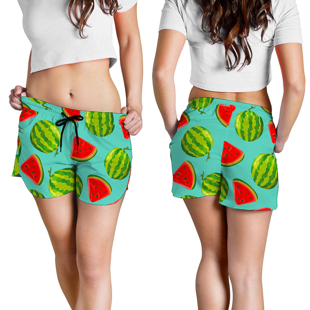 Blue Summer Watermelon Pattern Print Women's Shorts