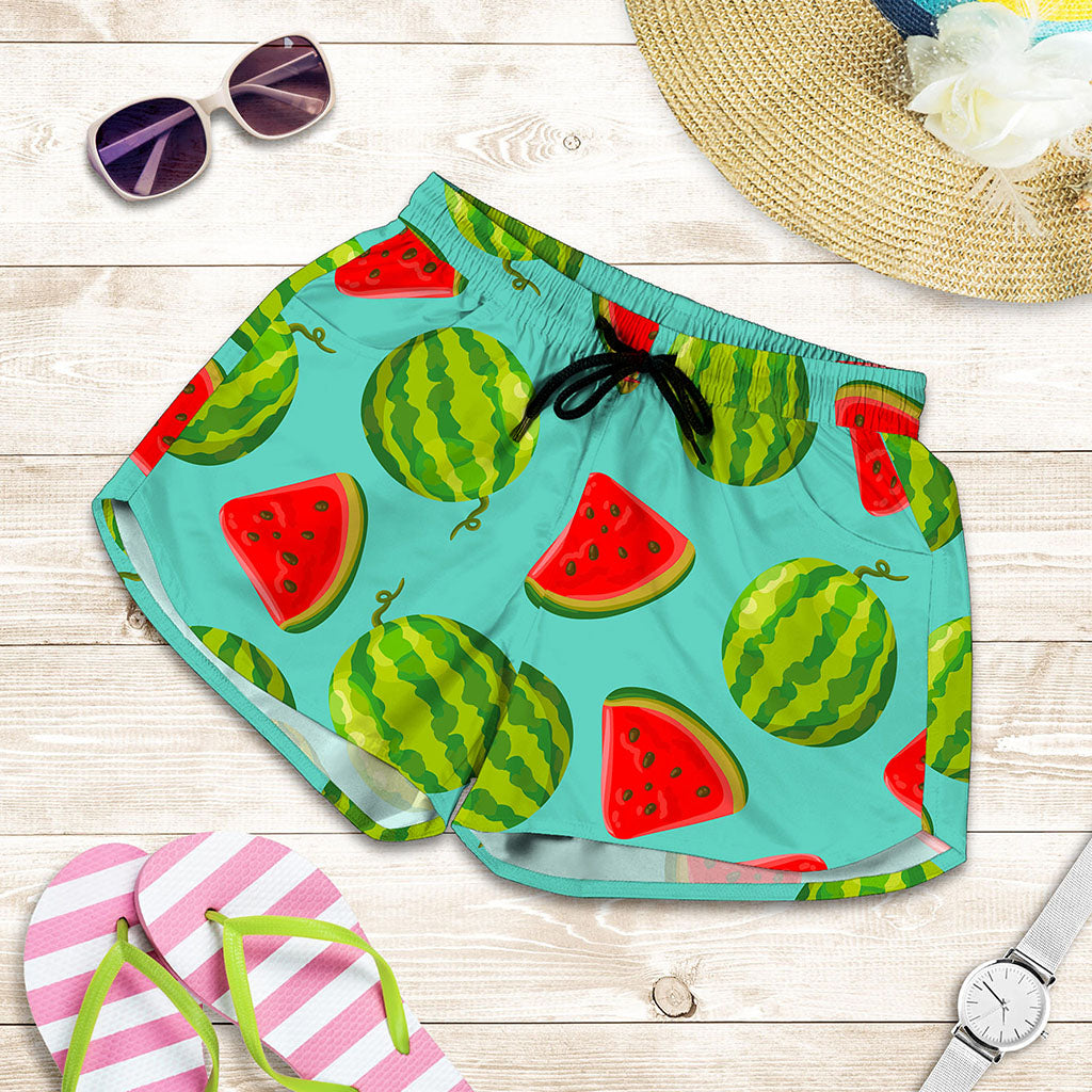 Blue Summer Watermelon Pattern Print Women's Shorts
