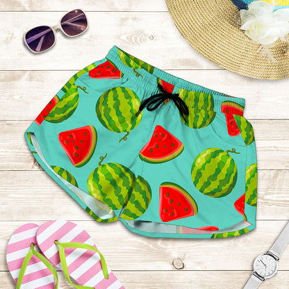 Blue Summer Watermelon Pattern Print Women's Shorts