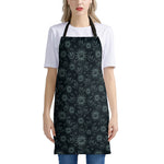 Blue Sun And Moon Pattern Print Apron