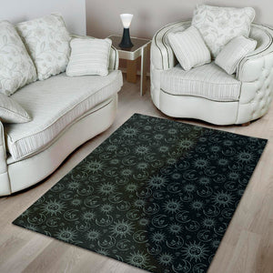 Blue Sun And Moon Pattern Print Area Rug