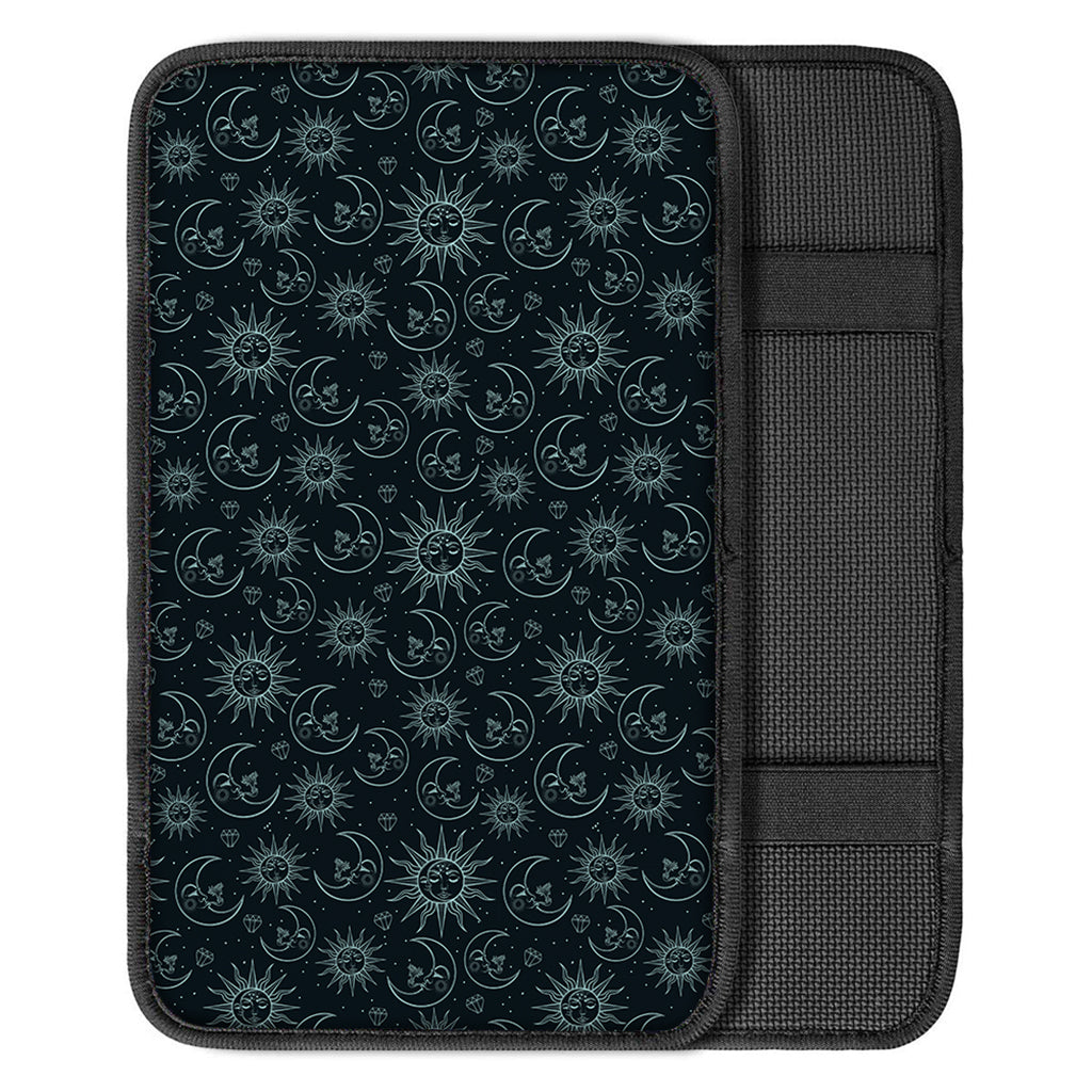 Blue Sun And Moon Pattern Print Car Center Console Cover