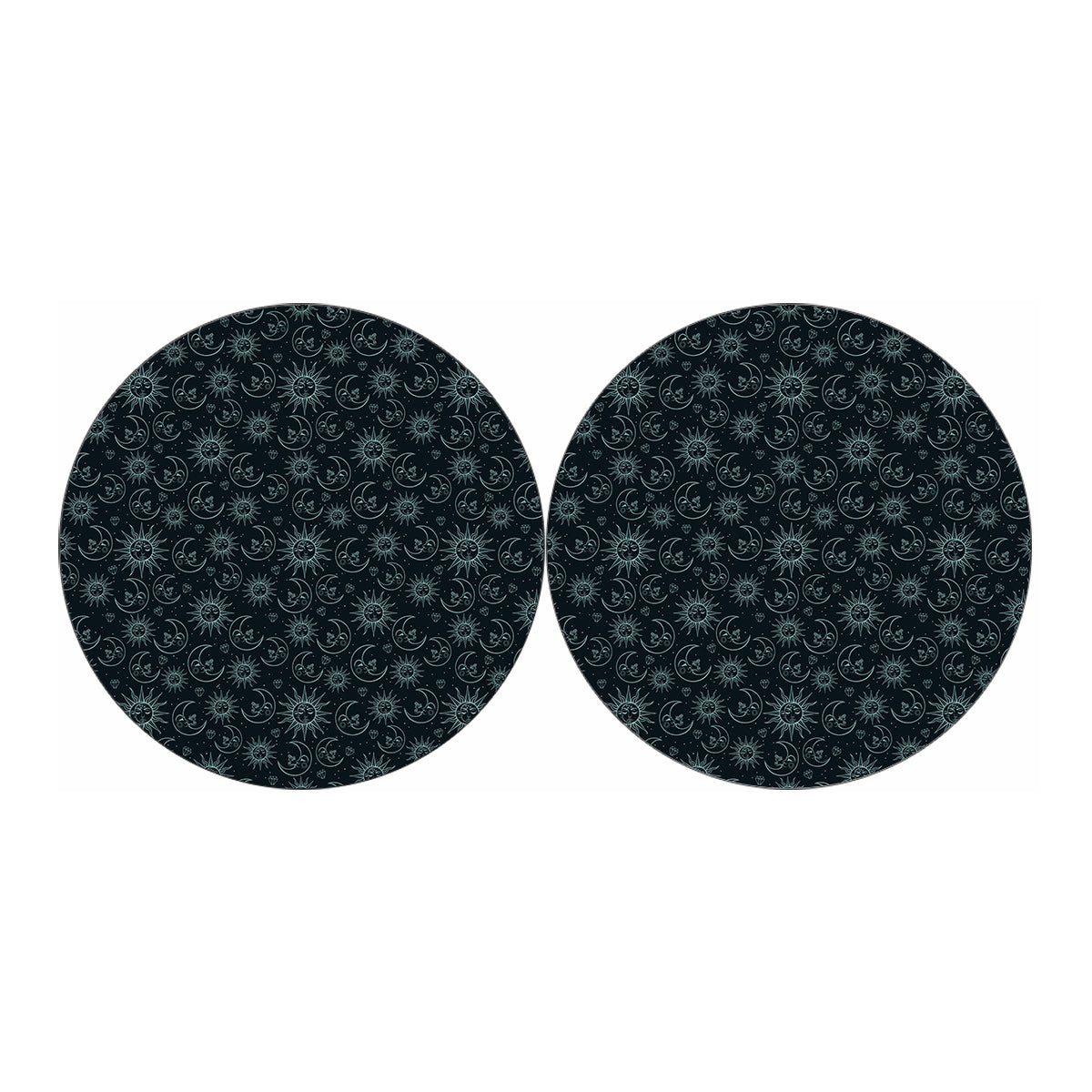 Blue Sun And Moon Pattern Print Car Coasters