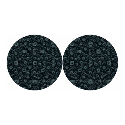 Blue Sun And Moon Pattern Print Car Coasters