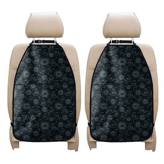 Blue Sun And Moon Pattern Print Car Seat Organizers