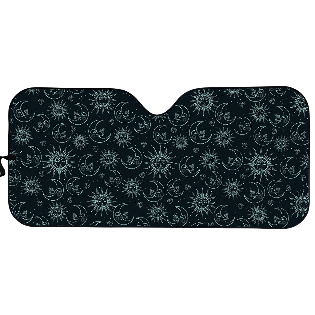 Blue Sun And Moon Pattern Print Car Sun Shade