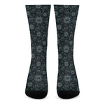 Blue Sun And Moon Pattern Print Crew Socks