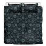Blue Sun And Moon Pattern Print Duvet Cover Bedding Set