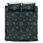 Blue Sun And Moon Pattern Print Duvet Cover Bedding Set