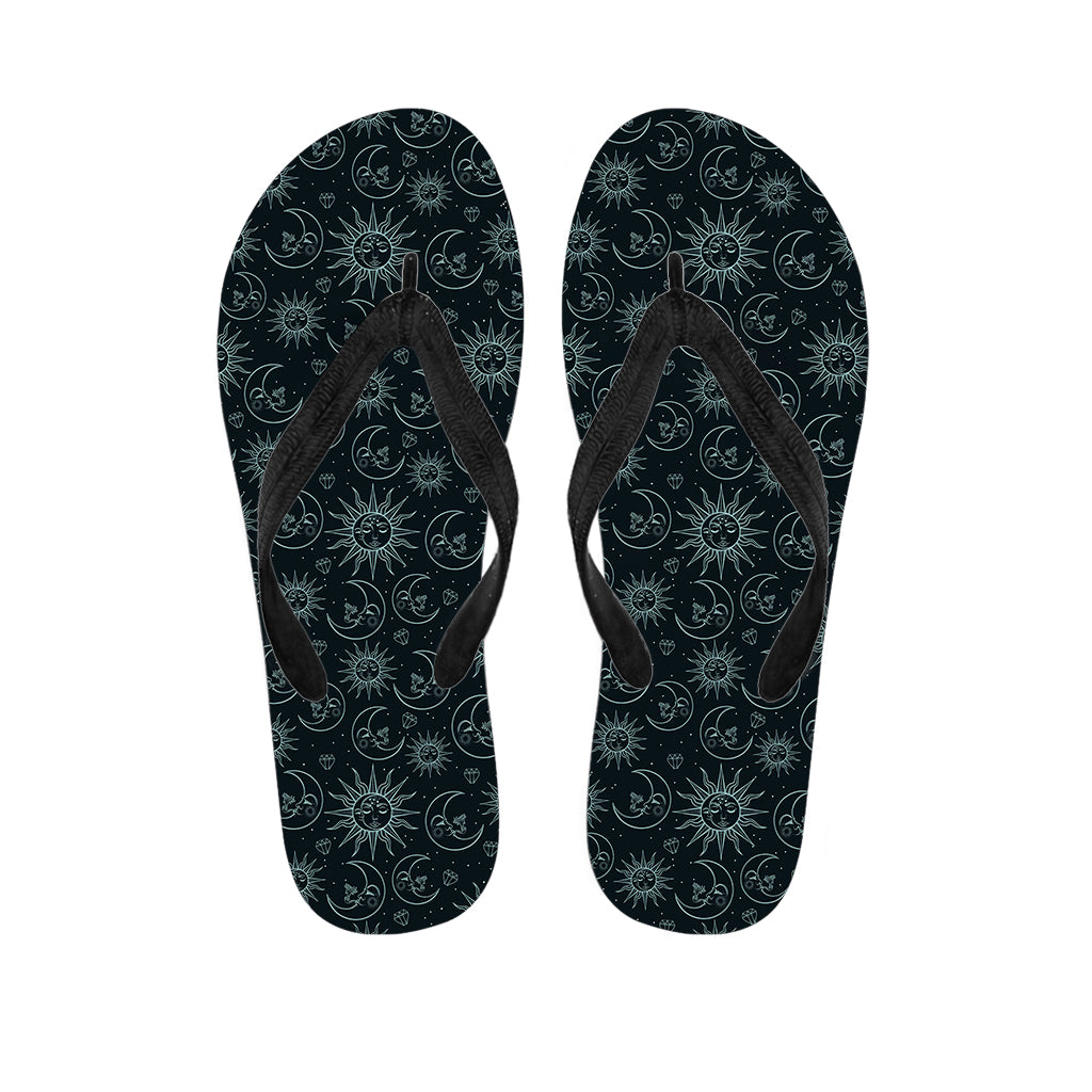 Blue Sun And Moon Pattern Print Flip Flops