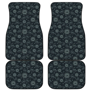 Blue Sun And Moon Pattern Print Front and Back Car Floor Mats