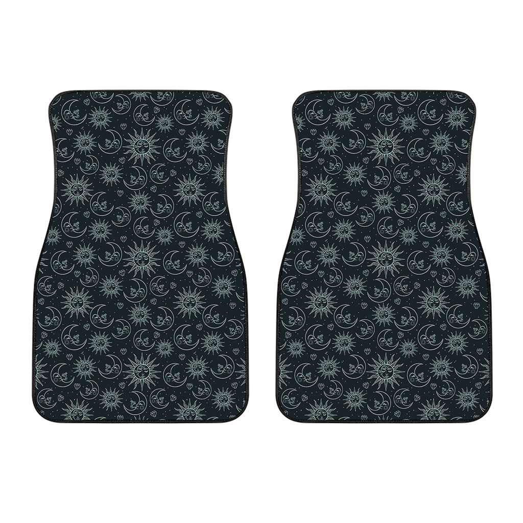 Blue Sun And Moon Pattern Print Front Car Floor Mats