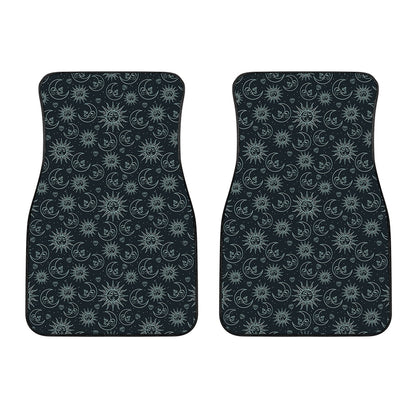 Blue Sun And Moon Pattern Print Front Car Floor Mats