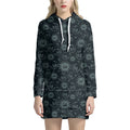Blue Sun And Moon Pattern Print Pullover Hoodie Dress