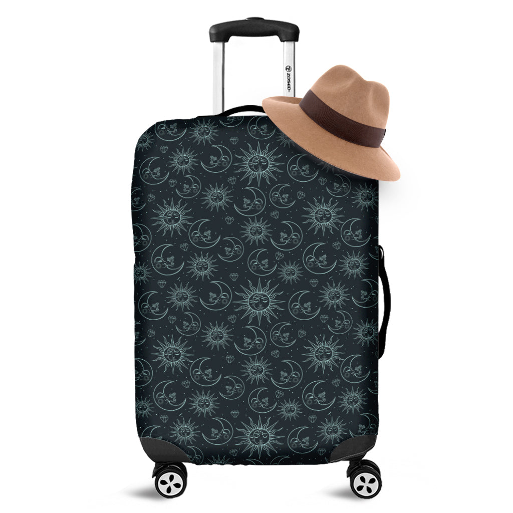 Blue Sun And Moon Pattern Print Luggage Cover