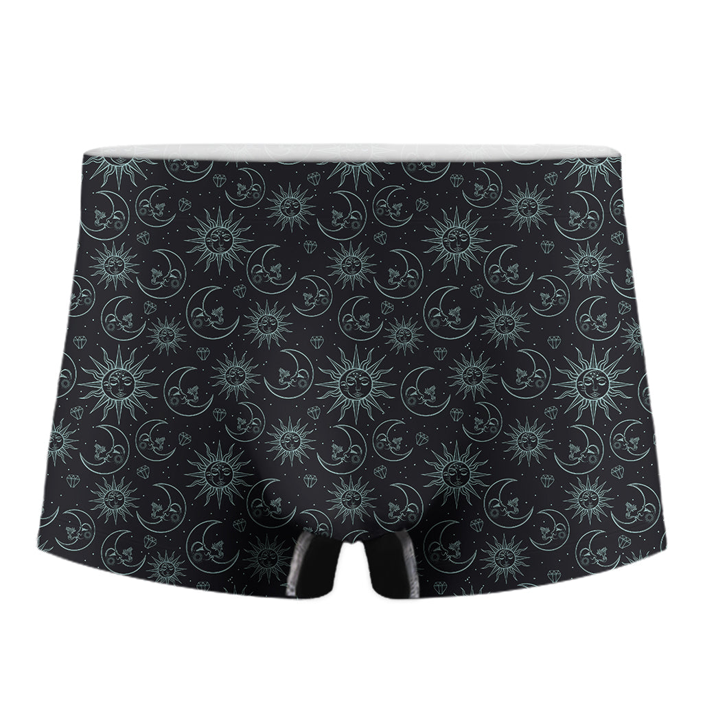 Blue Sun And Moon Pattern Print Men's Boxer Briefs