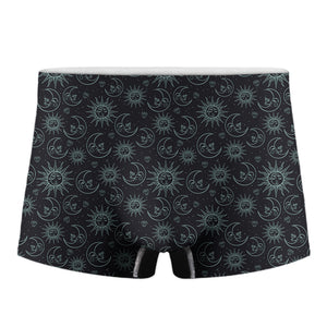 Blue Sun And Moon Pattern Print Men's Boxer Briefs