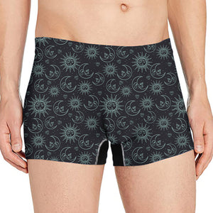 Blue Sun And Moon Pattern Print Men's Boxer Briefs