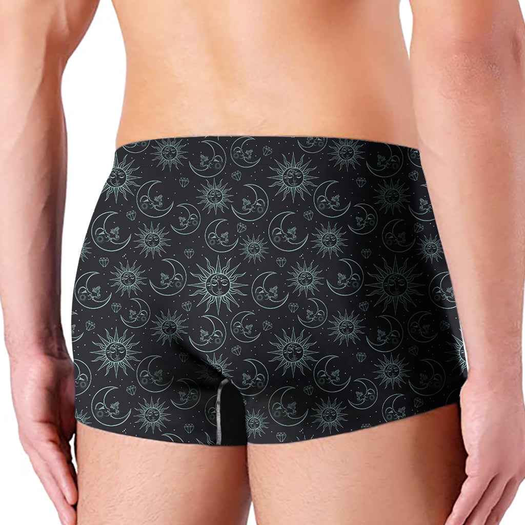 Blue Sun And Moon Pattern Print Men's Boxer Briefs